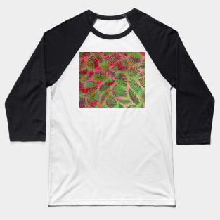 Tropical leaves in a colored gradient background Baseball T-Shirt